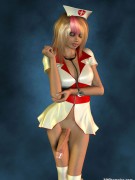 Sexy blond 3d shemale as a nurse