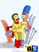 Horny toon marge simpson rides homer's hard dick on the beach.