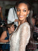 Slim ebony babe jourdan dunn in a sexy dress with deep d?collet?